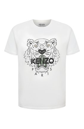Мужская хлопковая футболка KENZO белого цвета по цене 6965 руб., арт. FB55TS0204YA | Фото 1 Мужская хлопковая футболка KENZO белого цвета, арт. FB55TS0204YA | Фото 1