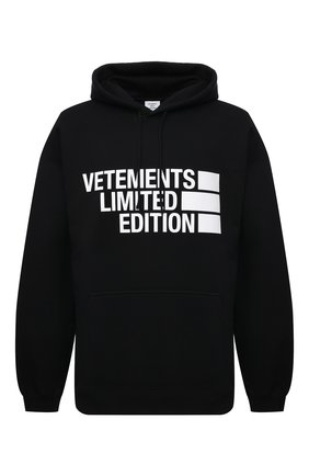 Мужской хлопковое худи VETEMENTS черного цвета по цене 68550 руб., арт. UE51TR820B 1604/M | Фото 1 Мужской хлопковое худи VETEMENTS черного цвета, арт. UE51TR820B 1604/M | Фото 1 (Длина (для топов): Стандартные; Материал внешний: Хлопок; Принт: С принтом; Рукава: Длинные; Стили: Гранж; Мужское Кросс-КТ: Худи-одежда)