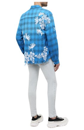 Мужская хлопковая рубашка AMIRI голубого цвета по цене 83950 руб., арт. MSL010-440 | Фото 2 Мужская хлопковая рубашка AMIRI голубого цвета, арт. MSL010-440 | Фото 2