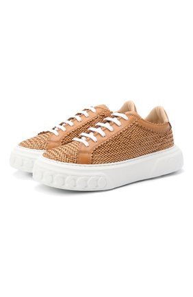 Женские кожаные кеды CASADEI бежевого цвета по цене 30850 руб., арт. 2X822P0201HAN0I2804 | Фото 1 Женские кожаные кеды CASADEI бежевого цвета, арт. 2X822P0201HAN0I2804 | Фото 1