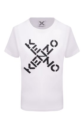 Женская хлопковая футболка kenzo sport KENZO белого цвета, арт. FB52TS8504SJ | Фото 1 (Женское Кросс-КТ: Футболка-одежда; Рукава: Короткие; Материал внешний: Хлопок; Принт: С принтом; Стили: Спорт-шик; Длина (для топов): Стандартные)