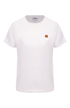 Женская хлопковая футболка KENZO белого цвета по цене 9585 руб., арт. FB52TS8434SA | Фото 1 Женская хлопковая футболка KENZO белого цвета, арт. FB52TS8434SA | Фото 1 (Длина (для топов): Стандартные; Принт: Без принта; Материал внешний: Хлопок; Рукава: Короткие; Женское Кросс-КТ: Футболка-одежда; Стили: Спорт-шик)