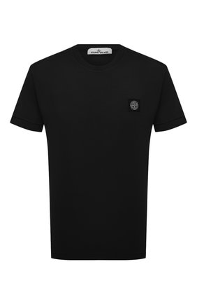 Мужская хлопковая футболка STONE ISLAND черного цвета, арт. 741524113 | Фото 1 (Принт: Без принта; Длина (для топов): Стандартные; Материал внешний: Хлопок; Стили: Кэжуэл; Рукава: Короткие)