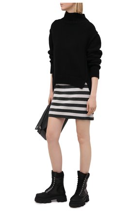 Женская шерстяная юбка KENZO черно-белого цвета, арт. FB52JU5403AE | Фото 2 (Стили: Кэжуэл; Длина Ж (юбки, платья, шорты): Мини; Материал внешний: Шерсть; Женское Кросс-КТ: Юбка-карандаш)
