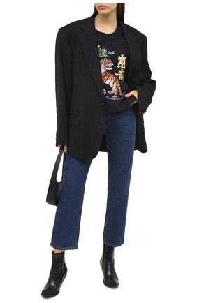 Женская хлопковая футболка KENZO черного цвета по цене 42150 руб., арт. FB52CH0339KE | Фото 2 Женская хлопковая футболка KENZO черного цвета, арт. FB52CH0339KE | Фото 2