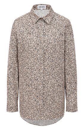 Женская хлопковая рубашка KENZO бежевого цвета по цене 38950 руб., арт. FB52CH0289LS | Фото 1 Женская хлопковая рубашка KENZO бежевого цвета, арт. FB52CH0289LS | Фото 1 (Женское Кросс-КТ: Рубашка-одежда; Рукава: Длинные; Принт: С принтом; Материал внешний: Хлопок; Стили: Романтичный; Длина (для топов): Удлиненные)