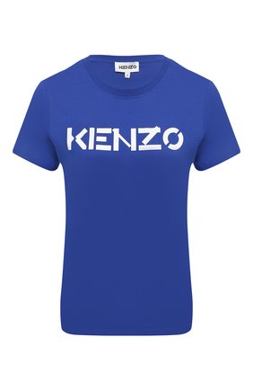 Женская хлопковая футболка KENZO синего цвета по цене 10600 руб., арт. FA62TS8414SJ | Фото 1 Женская хлопковая футболка KENZO синего цвета, арт. FA62TS8414SJ | Фото 1