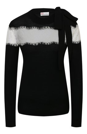 Женский шерстяной пуловер REDVALENTINO черно-белого цвета по цене 35250 руб., арт. VR3KC05R/5PC | Фото 1 Женский шерстяной пуловер REDVALENTINO черно-белого цвета, арт. VR3KC05R/5PC | Фото 1