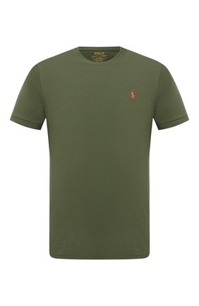 Мужская хлопковая футболка POLO RALPH LAUREN темно-зеленого цвета по цене 4625 руб., арт. 710671438 | Фото 1 Мужская хлопковая футболка POLO RALPH LAUREN темно-зеленого цвета, арт. 710671438 | Фото 1 (Стили: Кэжуэл; Длина (для топов): Стандартные; Материал внешний: Хлопок; Принт: Без принта; Рукава: Короткие)