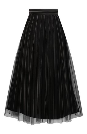 Женская юбка BRUNELLO CUCINELLI черного цвета, арт. MH185G3053 | Фото 1 (Стили: Романтичный; Материал внешний: Синтетический материал; Длина Ж (юбки, платья, шорты): Миди; Женское Кросс-КТ: Юбка-одежда; Материал подклада: Хлопок)