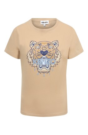 Женская хлопковая футболка KENZO бежевого цвета по цене 9950 руб., арт. FB52TS8464YB | Фото 1 Женская хлопковая футболка KENZO бежевого цвета, арт. FB52TS8464YB | Фото 1
