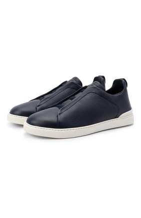 Мужские кожаные кеды triple stitch ZEGNA COUTURE темно-синего цвета по цене 57200 руб., арт. A4667X-LHCV0 | Фото 1 Мужские кожаные кеды triple stitch ZEGNA COUTURE темно-синего цвета, арт. A4667X-LHCV0 | Фото 1
