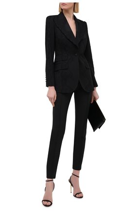 Женский жакет из шерсти и хлопка DOLCE & GABBANA черного цвета по цене 268500 руб., арт. F29IBT/FUBEI | Фото 2 Женский жакет из шерсти и хлопка DOLCE & GABBANA черного цвета, арт. F29IBT/FUBEI | Фото 2