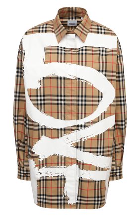 Женская хлопковая рубашка BURBERRY бежевого цвета по цене 38500 руб., арт. 8038128 | Фото 1 Женская хлопковая рубашка BURBERRY бежевого цвета, арт. 8038128 | Фото 1