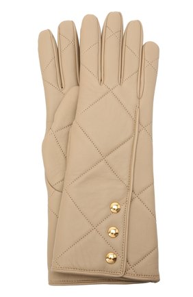 Женские кожаные перчатки BURBERRY бежевого цвета, арт. 8037815 | Фото 1 (Материал: Натуральная кожа)