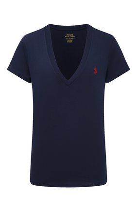 Женская хлопковая футболка POLO RALPH LAUREN синего цвета по цене 6825 руб., арт. 211810419 | Фото 1 Женская хлопковая футболка POLO RALPH LAUREN синего цвета, арт. 211810419 | Фото 1