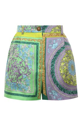 Женские шелковые шорты VERSACE разноцветного цвета по цене 67500 руб., арт. A85704/1F00385 | Фото 1 Женские шелковые шорты VERSACE разноцветного цвета, арт. A85704/1F00385 | Фото 1