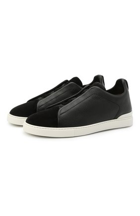 Мужские кожаные кеды triple stitch ZEGNA COUTURE черного цвета по цене 58250 руб., арт. A4667X-LHRHS | Фото 1 Мужские кожаные кеды triple stitch ZEGNA COUTURE черного цвета, арт. A4667X-LHRHS | Фото 1
