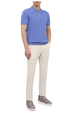 Мужские кожаные кеды triple stitch ZEGNA COUTURE светло-серого цвета по цене 79950 руб., арт. A4665X-LHSPT | Фото 2 Мужские кожаные кеды triple stitch ZEGNA COUTURE светло-серого цвета, арт. A4665X-LHSPT | Фото 2