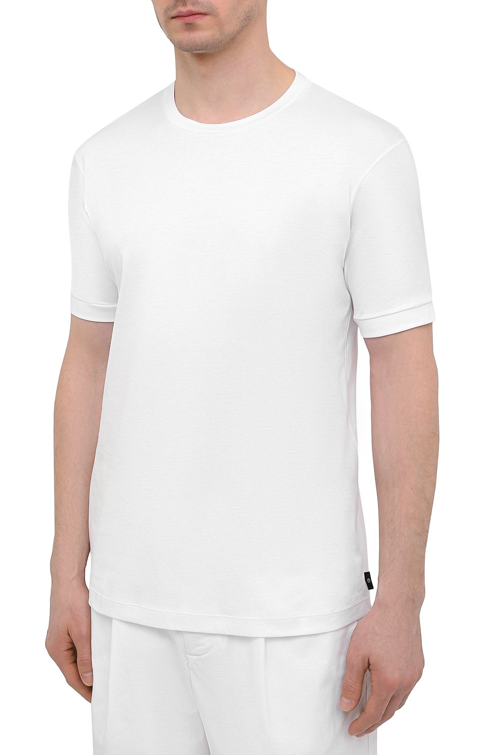 Мужская хлопковая футболка GIORGIO ARMANI белого цвета, арт. 3KSM93/SJXDZ | Фото 3 (Принт: Без принта; Рукава: Короткие; Длина (для топов): Стандартные; Материал внешний: Хлопок; Стили: Кэжуэл)