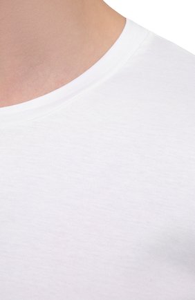 Мужская хлопковая футболка GIORGIO ARMANI белого цвета, арт. 3KSM93/SJXDZ | Фото 5 (Принт: Без принта; Рукава: Короткие; Длина (для топов): Стандартные; Материал внешний: Хлопок; Стили: Кэжуэл)
