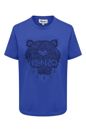Женская хлопковая футболка KENZO синего цвета по цене 12800 руб., арт. FB52TS9154YF | Фото 1 Женская хлопковая футболка KENZO синего цвета, арт. FB52TS9154YF | Фото 1