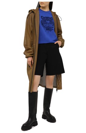 Женская хлопковая футболка KENZO синего цвета по цене 12800 руб., арт. FB52TS9154YF | Фото 2 Женская хлопковая футболка KENZO синего цвета, арт. FB52TS9154YF | Фото 2