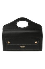Женская сумка pocket BURBERRY черного цвета, арт. 8036735 | Фото 1 (Сумки-технические: Сумки top-handle; Материал: Натуральная кожа; Размер: mini; Ремень/цепочка: На ремешке)