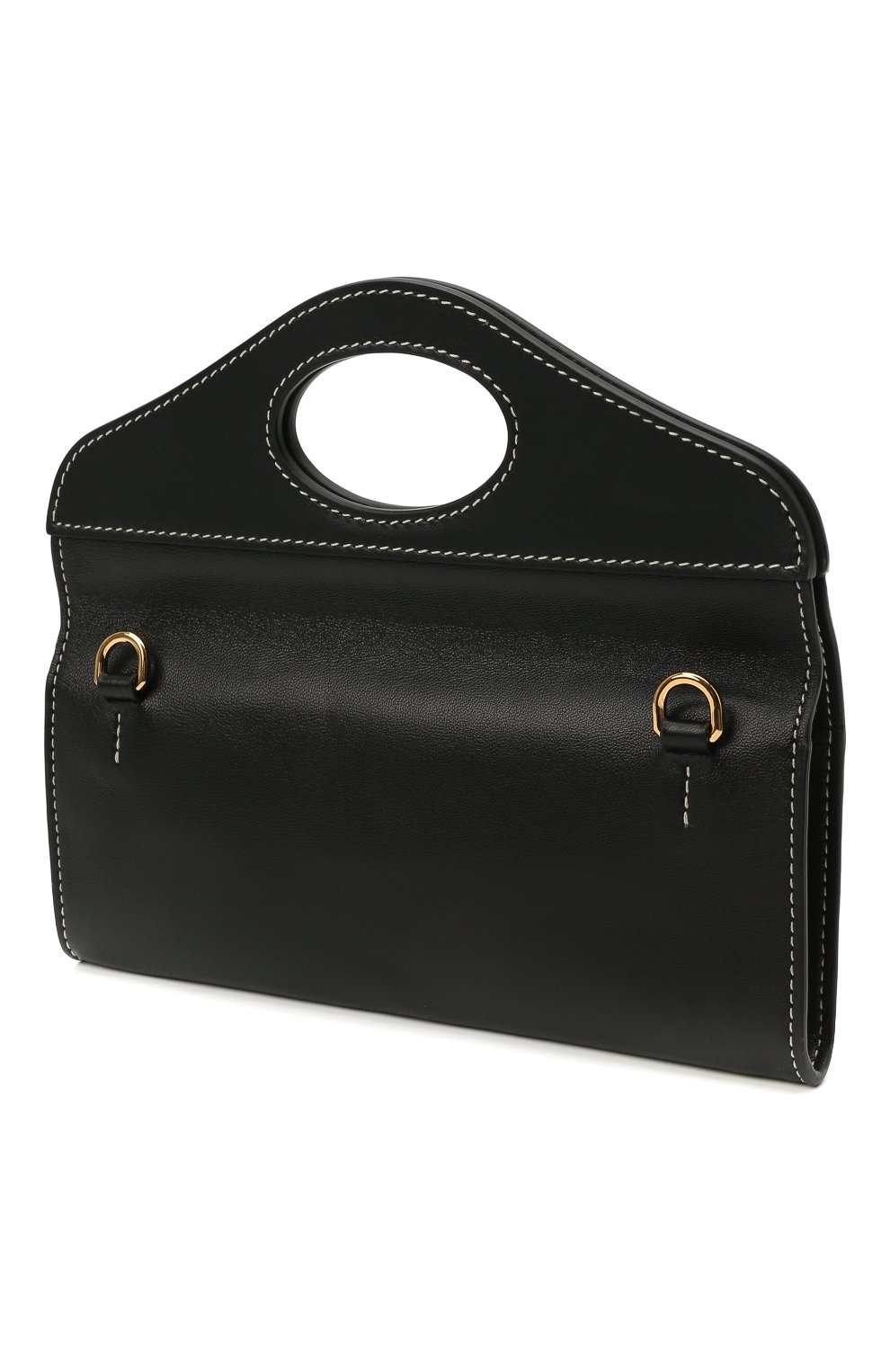 Женская сумка pocket BURBERRY черного цвета, арт. 8036735 | Фото 4 (Сумки-технические: Сумки top-handle; Материал: Натуральная кожа; Размер: mini; Ремень/цепочка: На ремешке)
