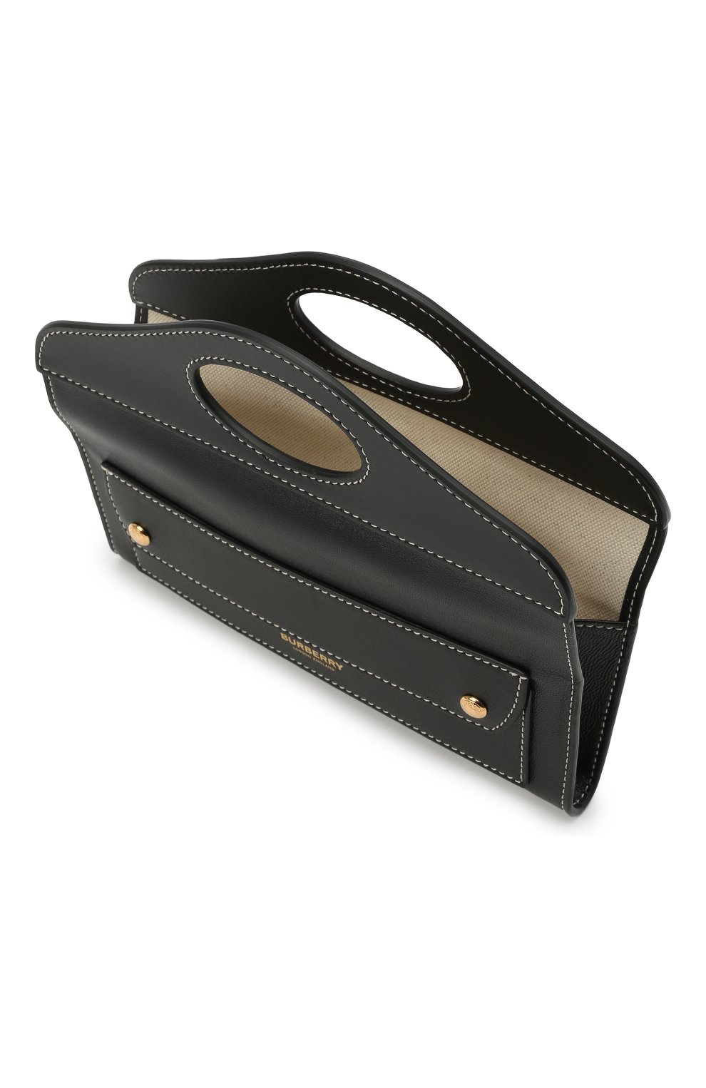 Женская сумка pocket BURBERRY черного цвета, арт. 8036735 | Фото 5 (Сумки-технические: Сумки top-handle; Материал: Натуральная кожа; Размер: mini; Ремень/цепочка: На ремешке)