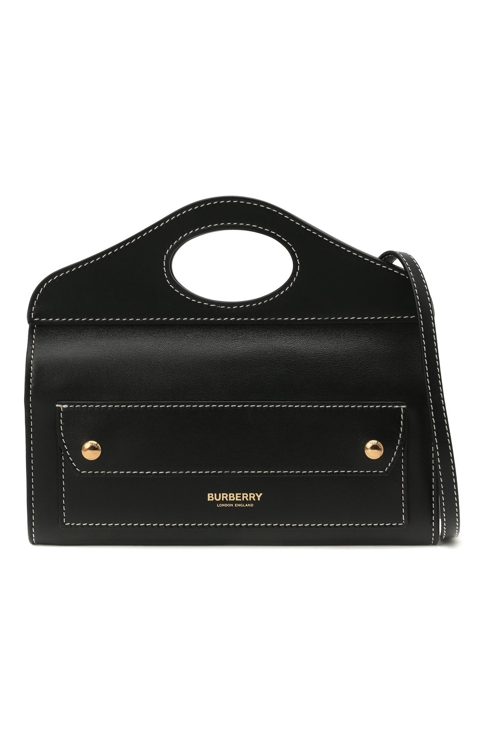 Женская сумка pocket BURBERRY черного цвета, арт. 8036735 | Фото 7 (Сумки-технические: Сумки top-handle; Материал: Натуральная кожа; Размер: mini; Ремень/цепочка: На ремешке)