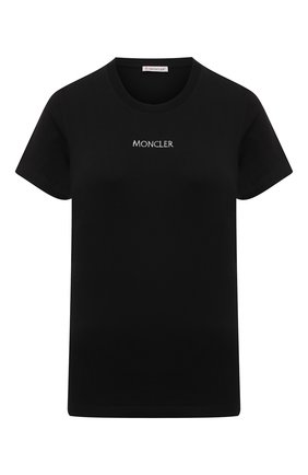 Женская хлопковая футболка MONCLER черного цвета по цене 16200 руб., арт. G1-093-8C7A6-10-829FB | Фото 1 Женская хлопковая футболка MONCLER черного цвета, арт. G1-093-8C7A6-10-829FB | Фото 1