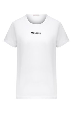 Женская хлопковая футболка MONCLER белого цвета по цене 16200 руб., арт. G1-093-8C7A6-10-829FB | Фото 1 Женская хлопковая футболка MONCLER белого цвета, арт. G1-093-8C7A6-10-829FB | Фото 1