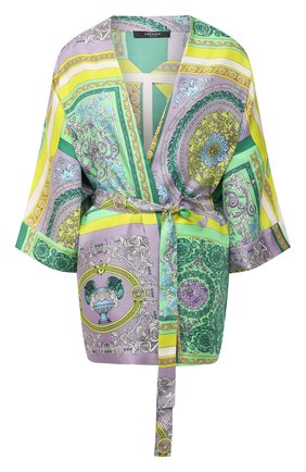 Женский шелковый халат VERSACE сиреневого цвета по цене 117500 руб., арт. AUD05058/1F00508 | Фото 1 Женский шелковый халат VERSACE сиреневого цвета, арт. AUD05058/1F00508 | Фото 1