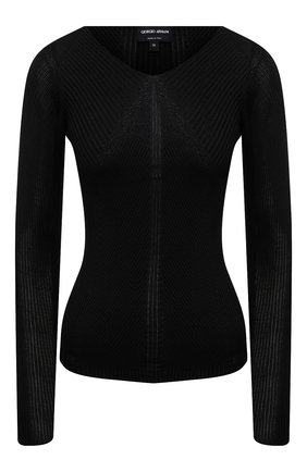 Женский шелковый пуловер GIORGIO ARMANI черного цвета по цене 69950 руб., арт. 3KAM14/AM37Z | Фото 1 Женский шелковый пуловер GIORGIO ARMANI черного цвета, арт. 3KAM14/AM37Z | Фото 1