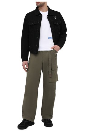 Мужская джинсовая куртка OFF-WHITE черного цвета, арт. 0MYE054R21DEN001 | Фото 2 (Стили: Гранж; Длина (верхняя одежда): Короткие; Материал внешний: Хлопок, Деним; Рукава: Длинные; Кросс-КТ: Куртка, Деним)