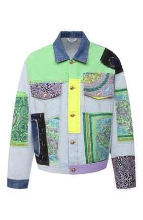 Мужская джинсовая куртка VERSACE разноцветного цвета по цене 299500 руб., арт. A88559/1F00408 | Фото 1 Мужская джинсовая куртка VERSACE разноцветного цвета, арт. A88559/1F00408 | Фото 1 (Кросс-КТ: Деним, Куртка; Материал внешний: Хлопок, Деним; Стили: Гранж; Длина (верхняя одежда): Короткие; Рукава: Длинные)