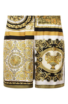 Мужские шелковые шорты VERSACE золотого цвета по цене 73600 руб., арт. A84097/1F00719 | Фото 1 Мужские шелковые шорты VERSACE золотого цвета, арт. A84097/1F00719 | Фото 1