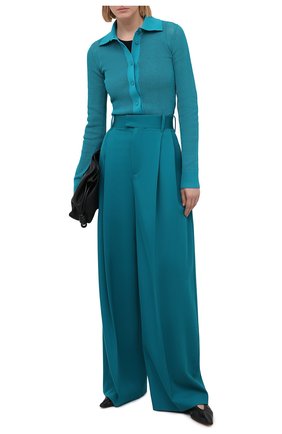 Женский кардиган BOTTEGA VENETA бирюзового цвета по цене 105000 руб., арт. 648977/V0BN0 | Фото 2 Женский кардиган BOTTEGA VENETA бирюзового цвета, арт. 648977/V0BN0 | Фото 2