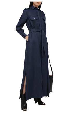 Женское льняное платье KITON синего цвета по цене 146000 руб., арт. D47321K09T40 | Фото 2 Женское льняное платье KITON синего цвета, арт. D47321K09T40 | Фото 2