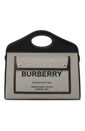 Женская сумка pocket BURBERRY черного цвета, арт. 8036785 | Фото 1 (Размер: large; Сумки-технические: Сумки top-handle; Ремень/цепочка: На ремешке; Материал: Текстиль)