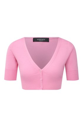 Женский шерстяной кардиган VERSACE розового цвета по цене 51700 руб., арт. A88423/A237513 | Фото 1 Женский шерстяной кардиган VERSACE розового цвета, арт. A88423/A237513 | Фото 1