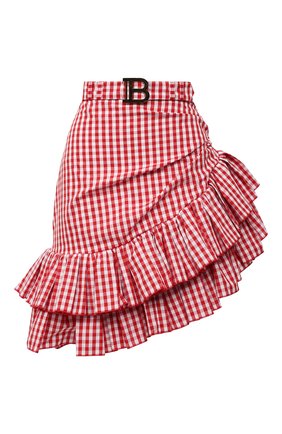 Женская хлопковая юбка BALMAIN красного цвета по цене 127000 руб., арт. VF14315/C280 | Фото 1 Женская хлопковая юбка BALMAIN красного цвета, арт. VF14315/C280 | Фото 1