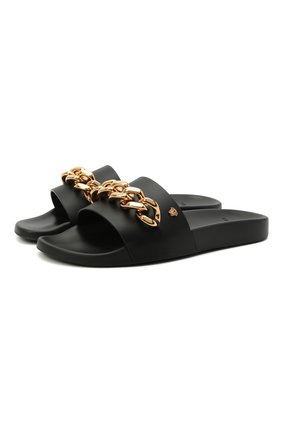 Мужские кожаные шлепанцы VERSACE черного цвета по цене 49200 руб., арт. DSU8463/DV46G | Фото 1 Мужские кожаные шлепанцы VERSACE черного цвета, арт. DSU8463/DV46G | Фото 1