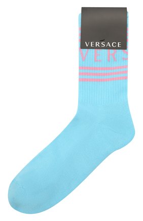 Мужские хлопковые носки VERSACE голубого цвета по цене 7515 руб., арт. ICZ0003/IK0203 | Фото 1 Мужские хлопковые носки VERSACE голубого цвета, арт. ICZ0003/IK0203 | Фото 1