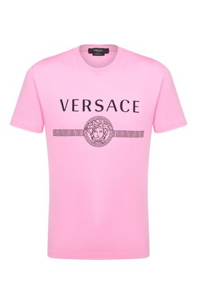 Мужская хлопковая футболка VERSACE розового цвета по цене 23850 руб., арт. A87573/A228806 | Фото 1 Мужская хлопковая футболка VERSACE розового цвета, арт. A87573/A228806 | Фото 1