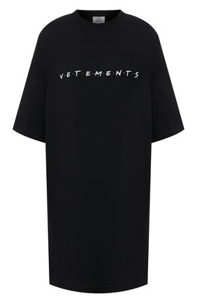 Женская хлопковая футболка VETEMENTS черного цвета по цене 32300 руб., арт. UE51TR340B 1611/W | Фото 1 Женская хлопковая футболка VETEMENTS черного цвета, арт. UE51TR340B 1611/W | Фото 1