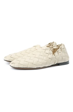 Женские кожаные лоферы BOTTEGA VENETA кремвого цвета по цене 124000 руб., арт. 651029/V09F0 | Фото 1 Женские кожаные лоферы BOTTEGA VENETA кремвого цвета, арт. 651029/V09F0 | Фото 1