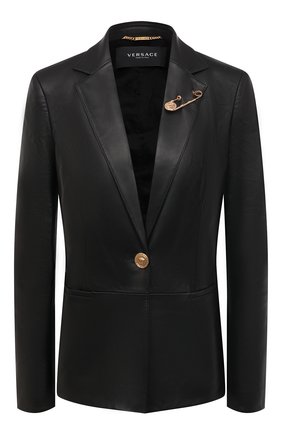 Женский кожаный жакет VERSACE черного цвета по цене 271500 руб., арт. A85481/A210037 | Фото 1 Женский кожаный жакет VERSACE черного цвета, арт. A85481/A210037 | Фото 1
