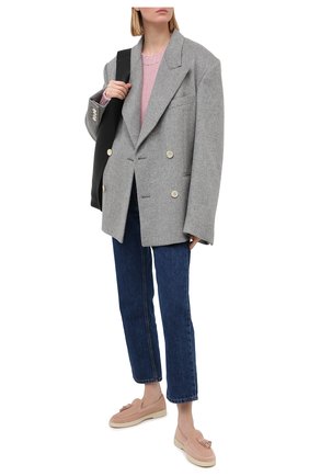 Женские замшевые лоферы SANTONI бежевого цвета по цене 41250 руб., арт. WUYA58744TISNPYLP20 | Фото 2 Женские замшевые лоферы SANTONI бежевого цвета, арт. WUYA58744TISNPYLP20 | Фото 2